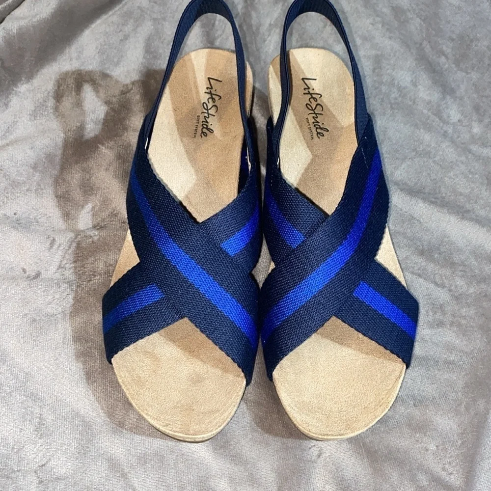 LifeStride Dream Big Women's Strappy Wedge Sandals Criss-Cross Straps NWOT 🆕